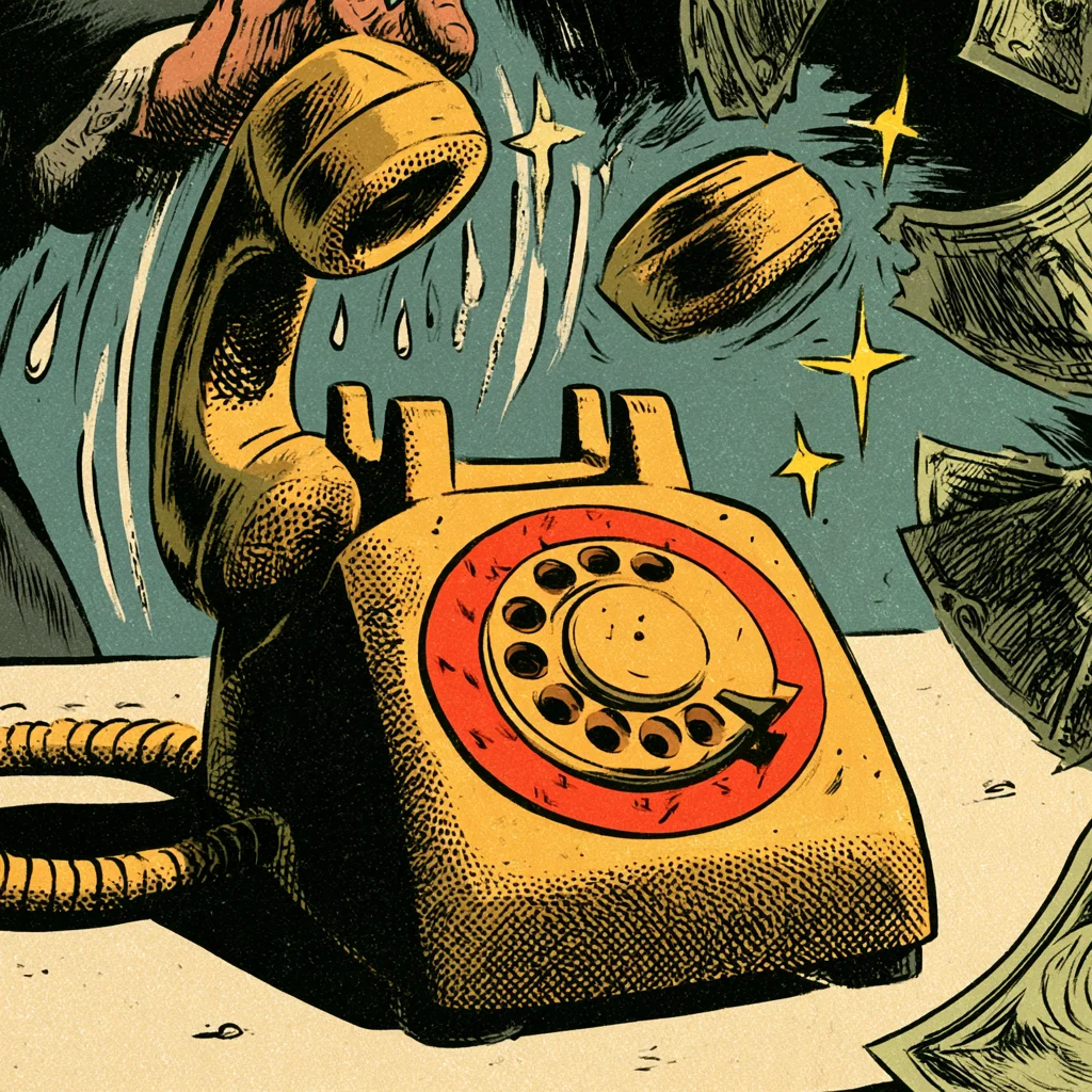 Gold rotary phone ringing off the hook